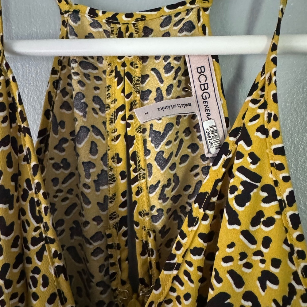 BCBG wrap Yellow and Black Dress Sz 2/ small as seen on Rent the Runway - Picture 2 of 8